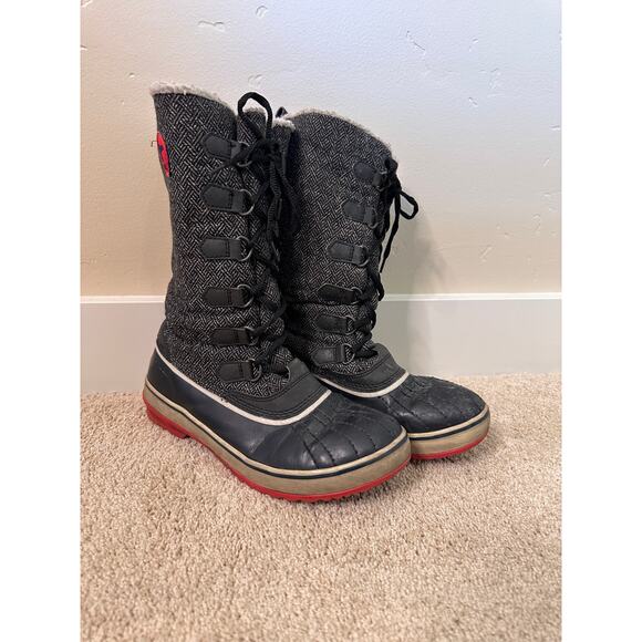 Sorel Tivoli Women's Black Canvas Waterproof Insulated Winter Boots Size 8 - Picture 3 of 6